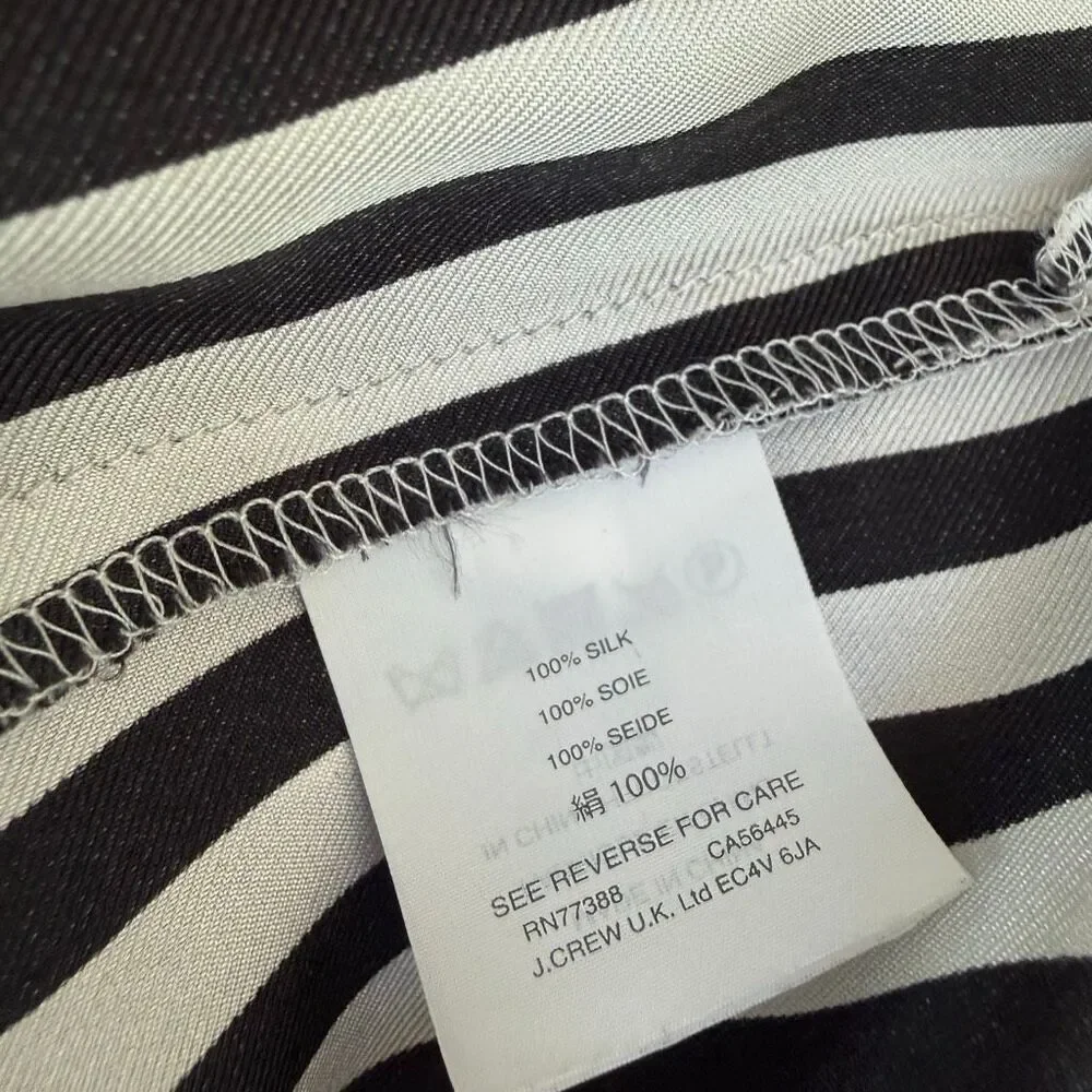 J. Crew 100% Silk Black White Stripe Sleeveless Blouse Top Sz 00